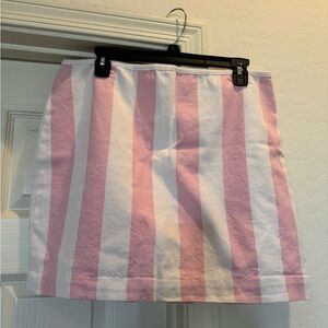NWT Madewell Gamine Stripe Mini Skirt in Pink Petal  Sz: 12 cotton preppy date